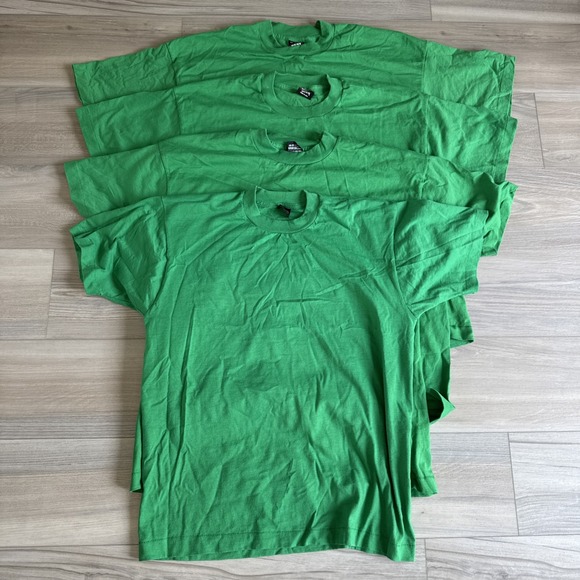 VTG Lot of 4 Fruit‎ Of The Loom Best Single Stitch Blank Green Shirts L, XL, XXL - Picture 1 of 12